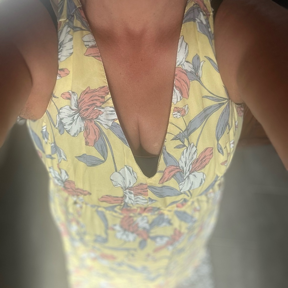 Japna Yellow Floral Dress. EUC Sz L